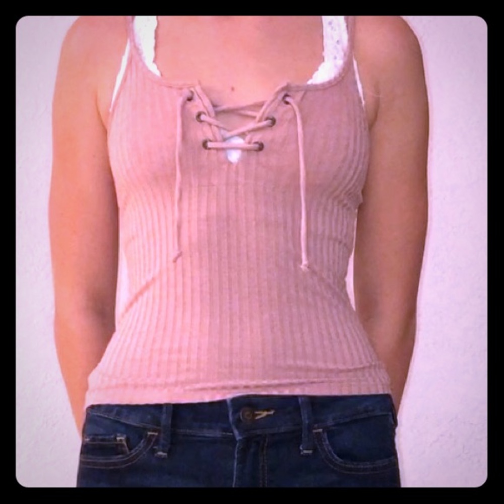 American Eagle Ribbed Light Pink Soft & Sexy Tank
